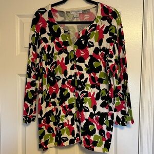 Sag Harbor Vintage Vibes Floral Button-Front Cardigan - Size 1X